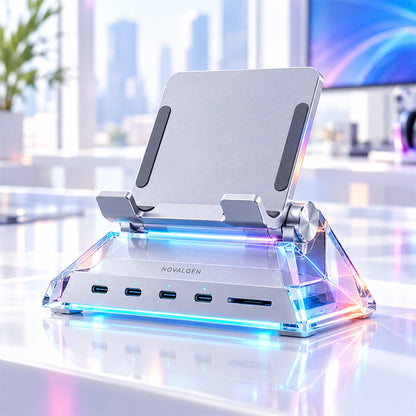 Novalqen tablet stand desktop hub front view