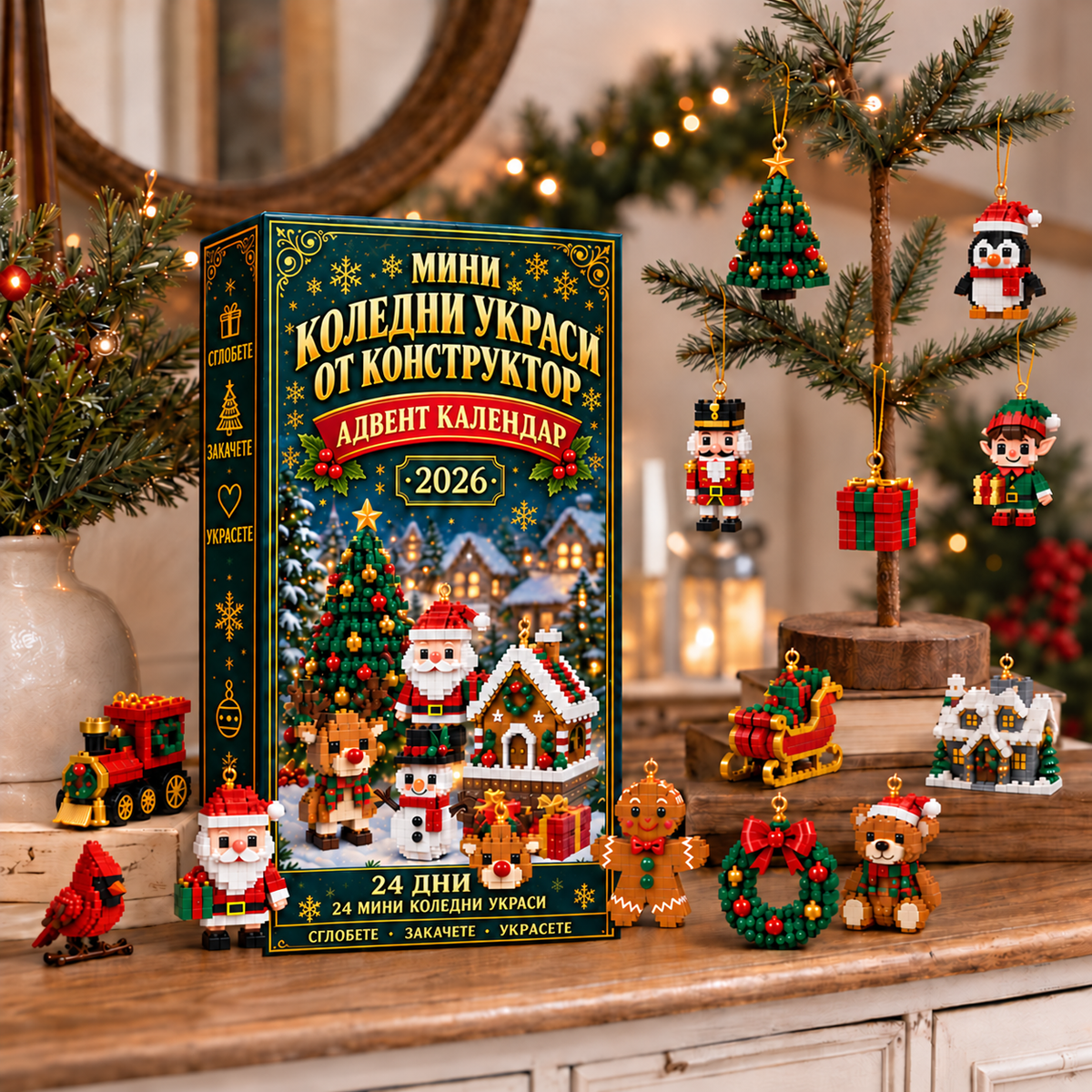 Мини коледни украси от конструктор