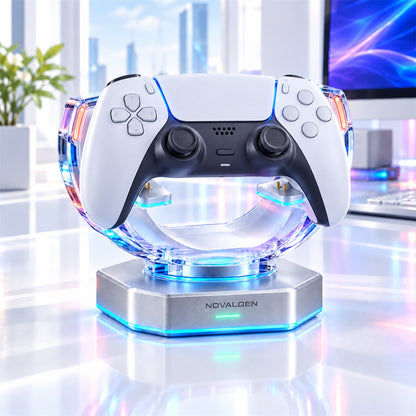 Novalqen display dock holding a game controller